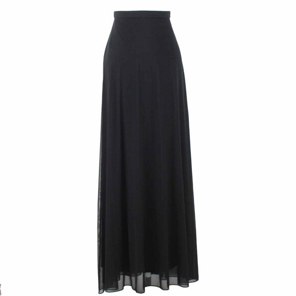 Tadashi Sz P Black Long Sheer Mesh Over Split Skirt Maxi Skirt - Picture 1 of 4